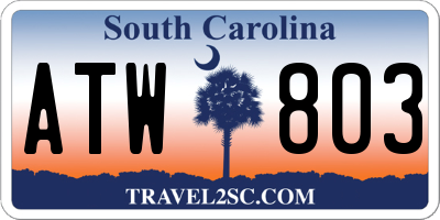 SC license plate ATW803