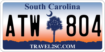 SC license plate ATW804