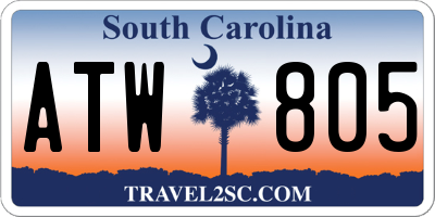SC license plate ATW805