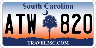 SC license plate ATW820