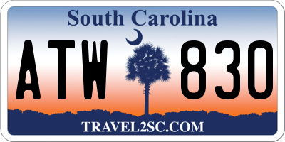 SC license plate ATW830