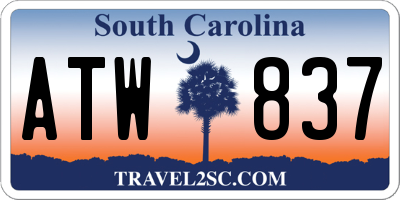 SC license plate ATW837