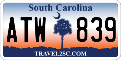 SC license plate ATW839