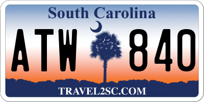 SC license plate ATW840