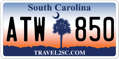 SC license plate ATW850