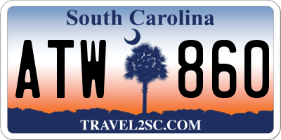 SC license plate ATW860