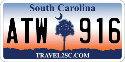 SC license plate ATW916