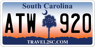 SC license plate ATW920