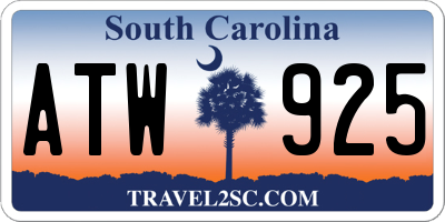 SC license plate ATW925