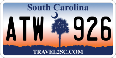 SC license plate ATW926