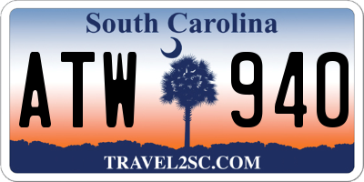 SC license plate ATW940