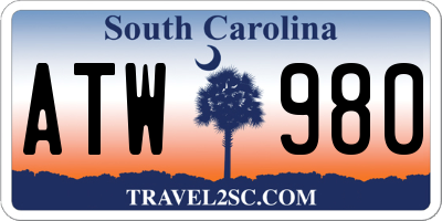 SC license plate ATW980