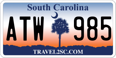 SC license plate ATW985
