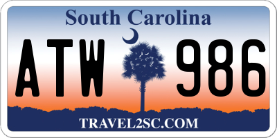 SC license plate ATW986