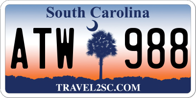 SC license plate ATW988