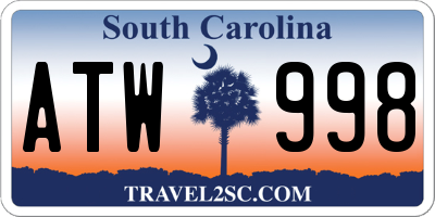 SC license plate ATW998