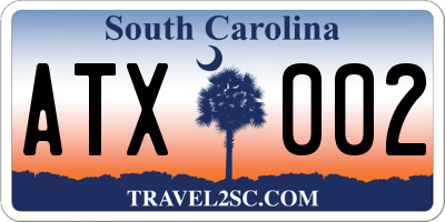 SC license plate ATX002