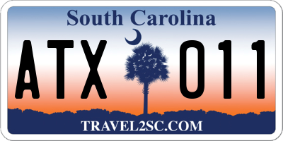 SC license plate ATX011