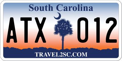 SC license plate ATX012