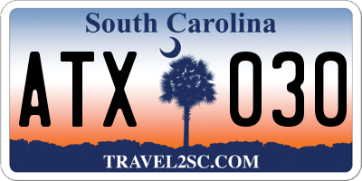 SC license plate ATX030