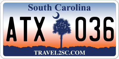 SC license plate ATX036