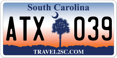 SC license plate ATX039
