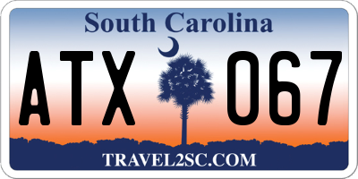 SC license plate ATX067