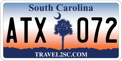 SC license plate ATX072