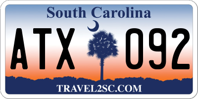 SC license plate ATX092