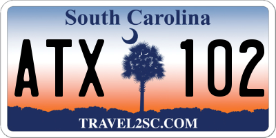 SC license plate ATX102