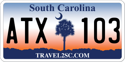 SC license plate ATX103