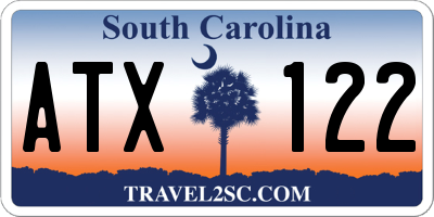 SC license plate ATX122