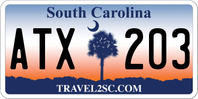 SC license plate ATX203
