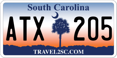 SC license plate ATX205