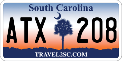 SC license plate ATX208