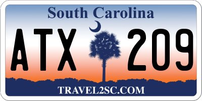 SC license plate ATX209