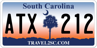 SC license plate ATX212