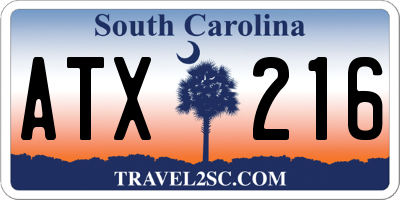SC license plate ATX216