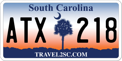 SC license plate ATX218