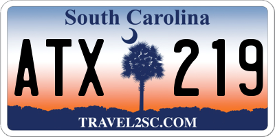 SC license plate ATX219