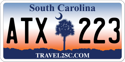 SC license plate ATX223