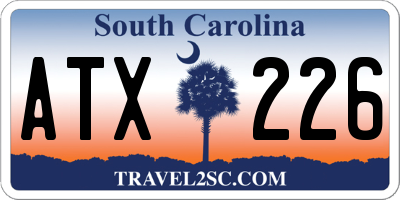 SC license plate ATX226