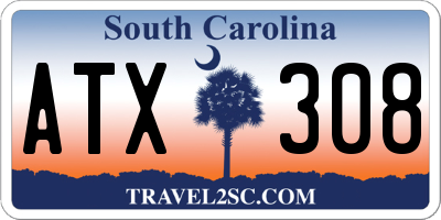 SC license plate ATX308