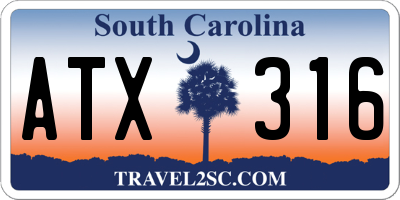 SC license plate ATX316