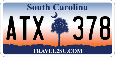 SC license plate ATX378