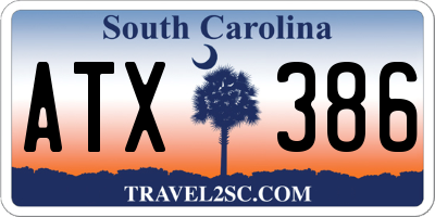 SC license plate ATX386