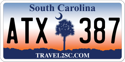 SC license plate ATX387