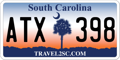 SC license plate ATX398