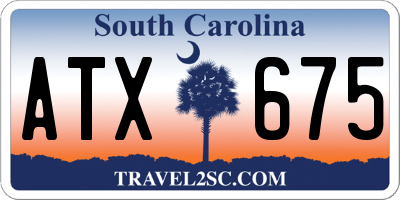 SC license plate ATX675