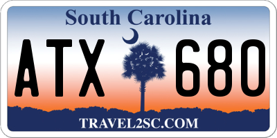SC license plate ATX680